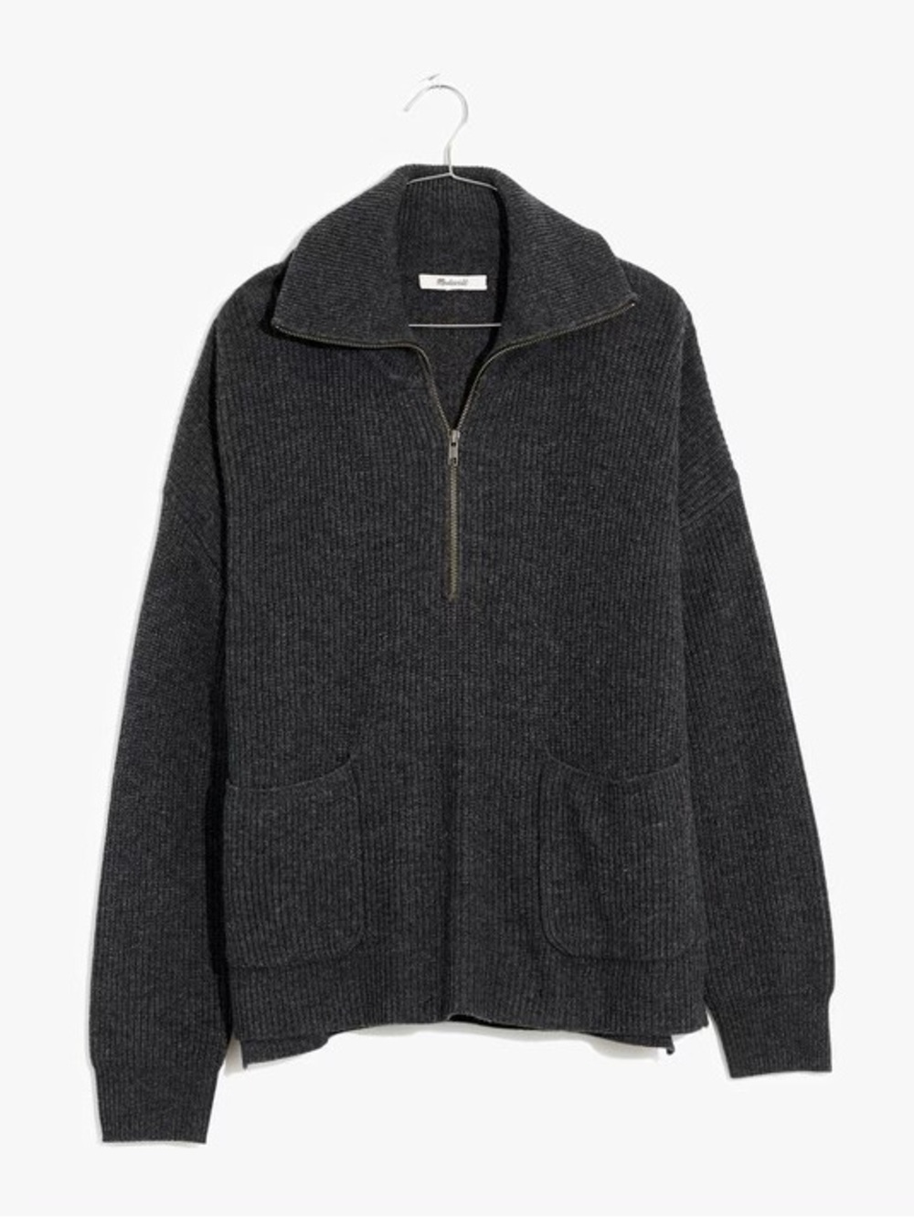 Madewell Glenbrook Half-Zip Pullover Sweater Color Heather Graphite/Gray Size XS